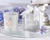 Fleur-de-lis Frosted-Glass Tea Light Holders