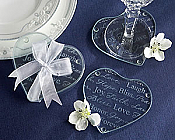 Heart Glass Coaster Favors - Good Wishes