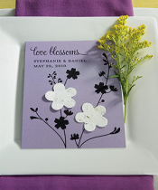 Love Blossoms Personalized Favor Card with Two Seeded Paper Blossoms