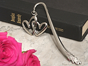 Silver Double Heart Bookmark