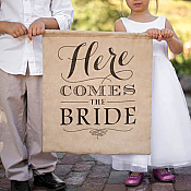 Here Comes The Bride Burlap Sign